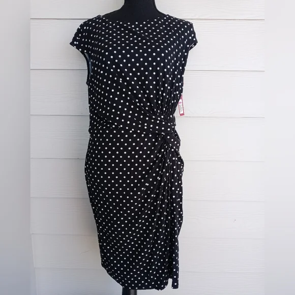 merona black dress Merona Black Dress with White Dots (XXL) – Sunbeam Vintage main image 1